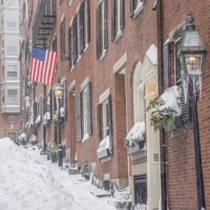 Beacon Hill sous la neige - Acorn Street